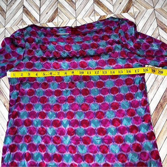 Vintage Saks Fifth Avenue Silk Blouse Classy Chic 80's Luxury Colorful Artsy - Picture 9 of 9